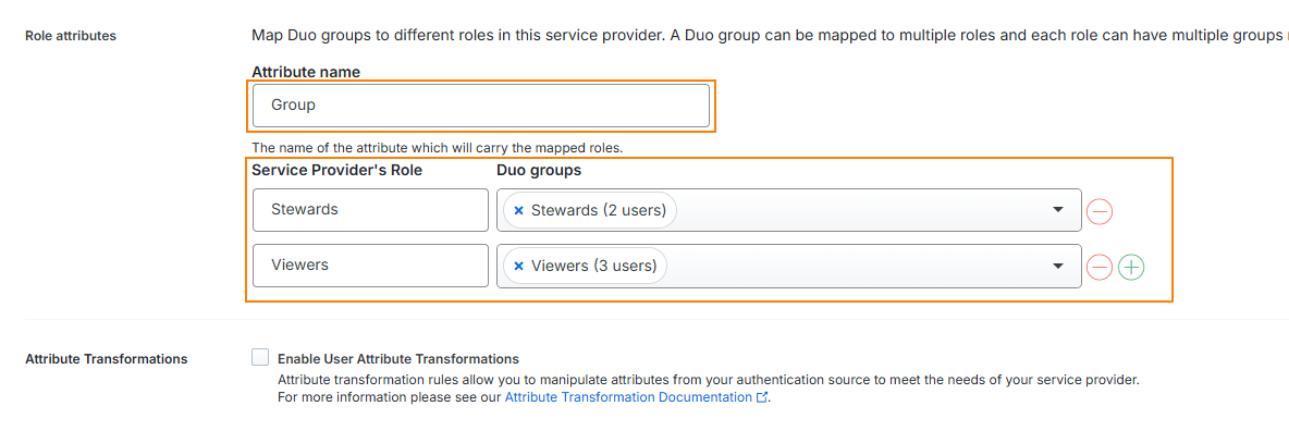 Role attribute configuration