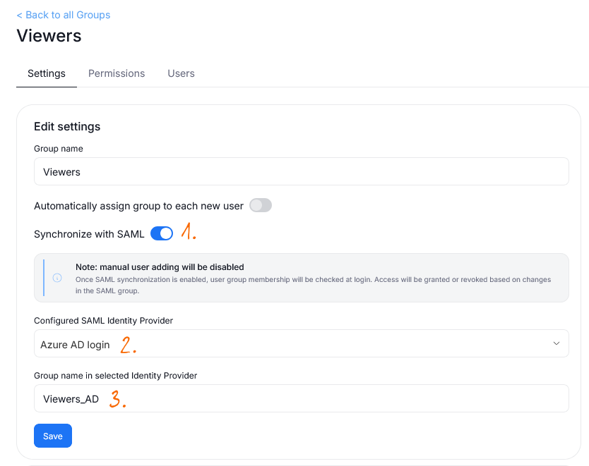 Group mapping with SAML