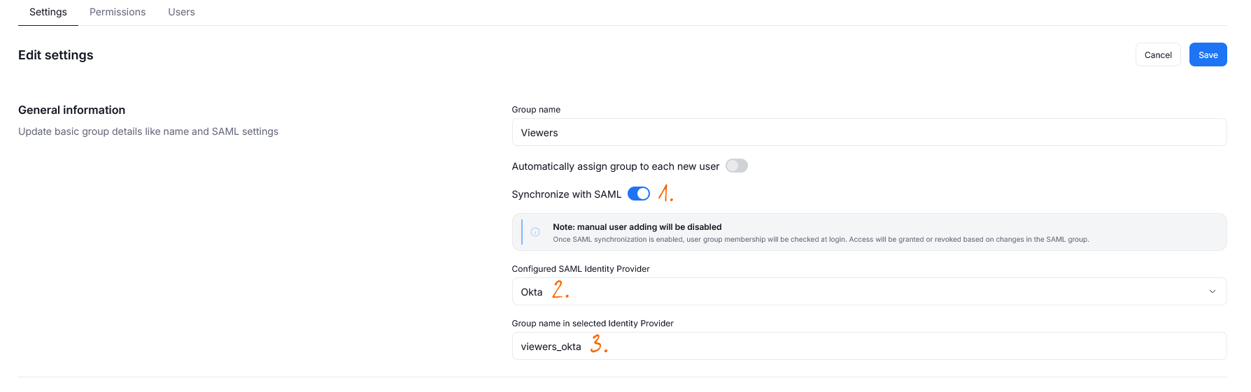 Group mapping with SAML