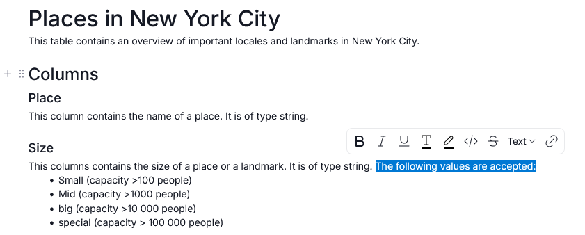text formatting