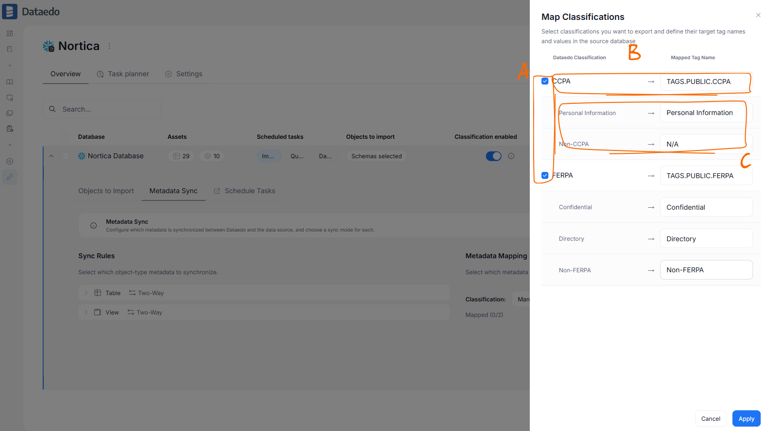 Map Classifications modal for a Snowflake data source