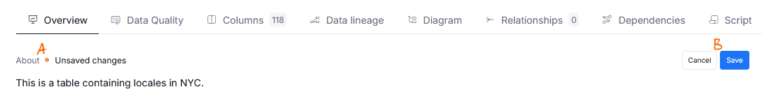 editing description in Portal