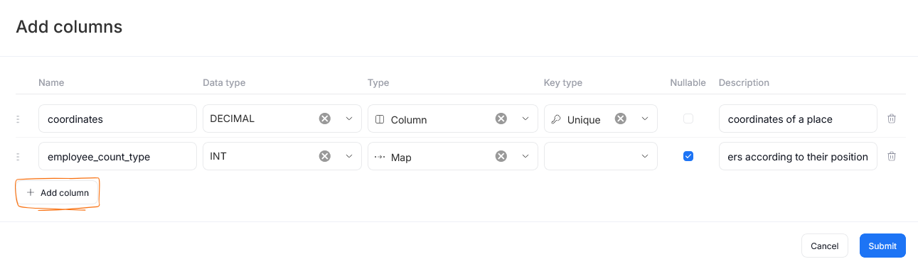 adding columns