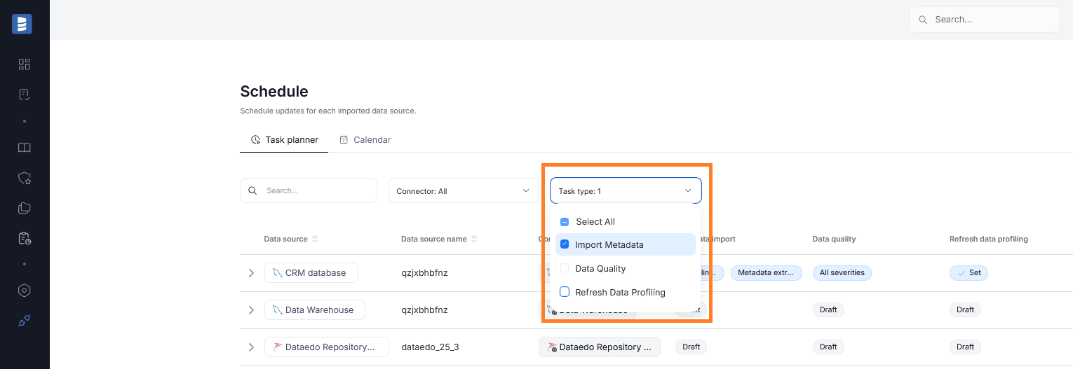 schedule metadata import