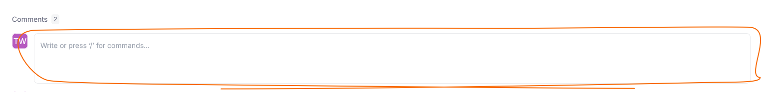 Typing a new comment in the rich text editor at the top of the Community section