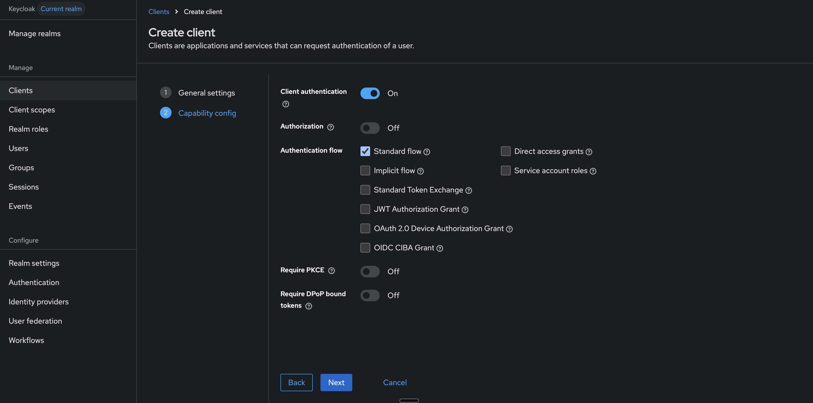 keycloak config