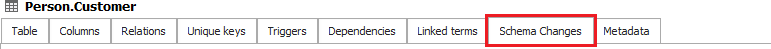 Schema changes tab