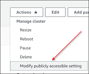 Redshift Action Menu