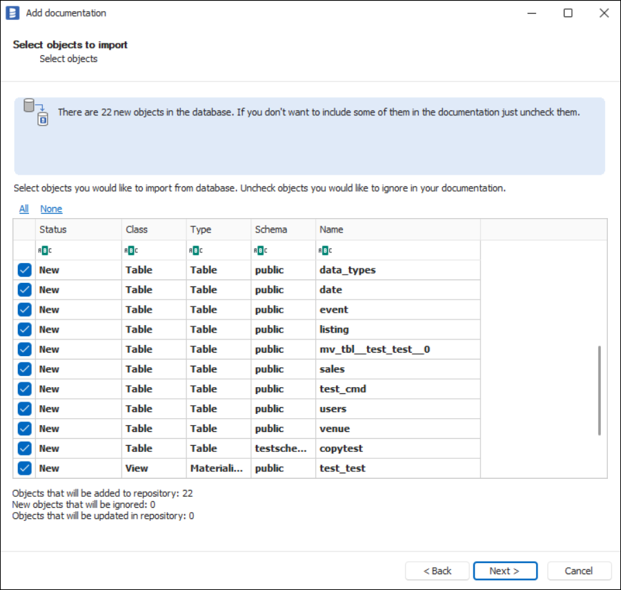 Objects to import