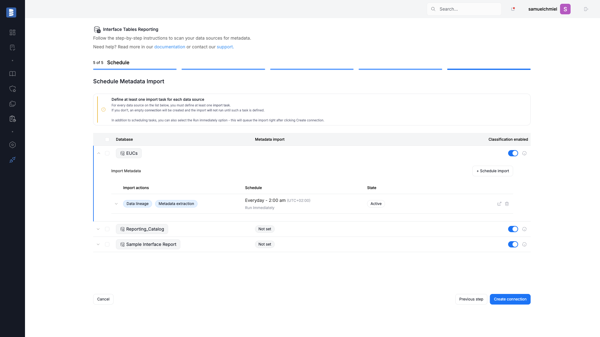 Schedule configured