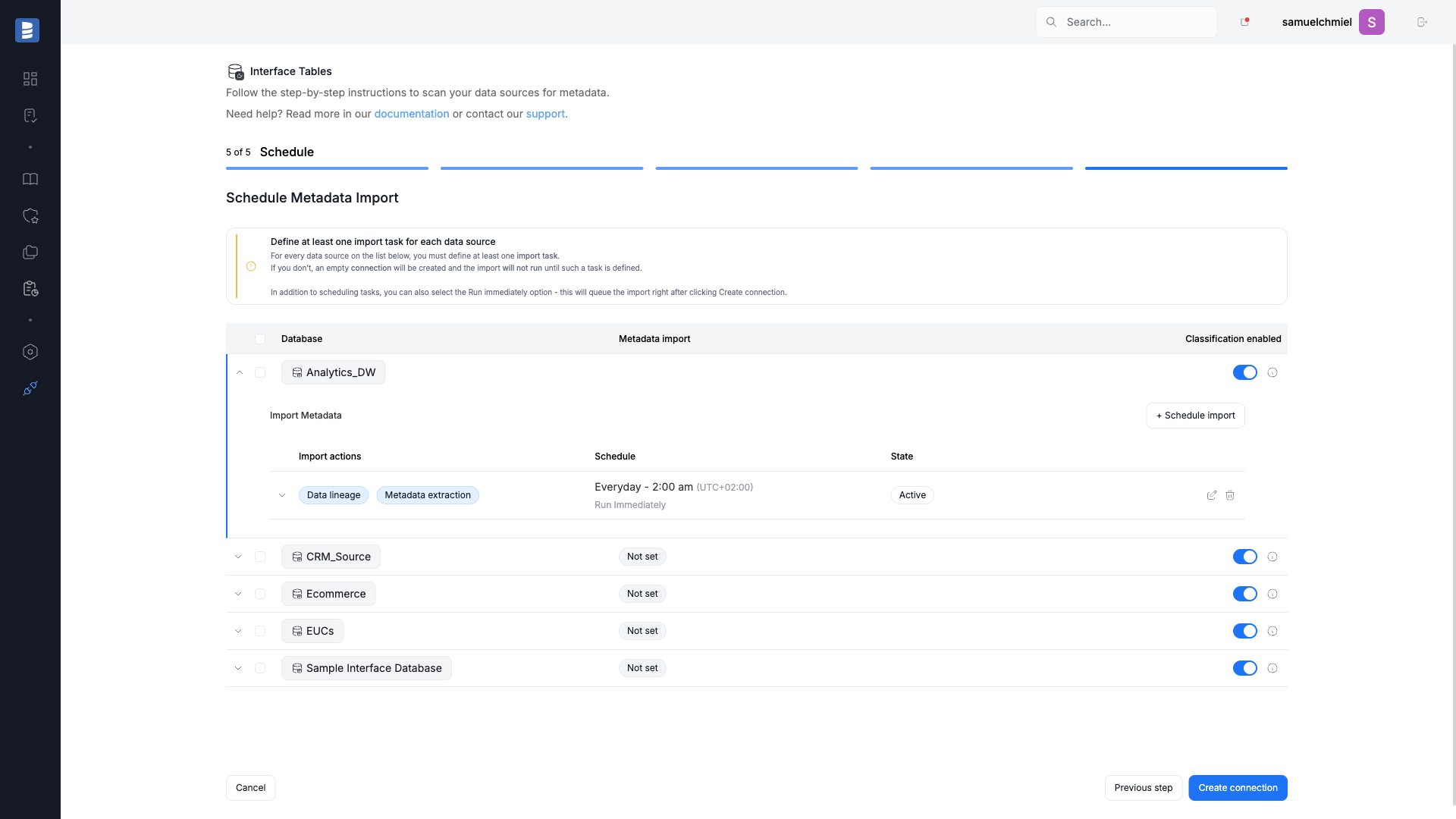 Schedule configured