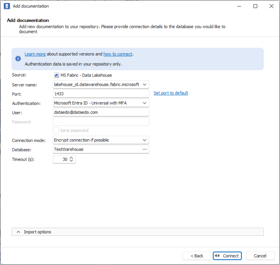 Microsoft Fabric Lakehouse connector control