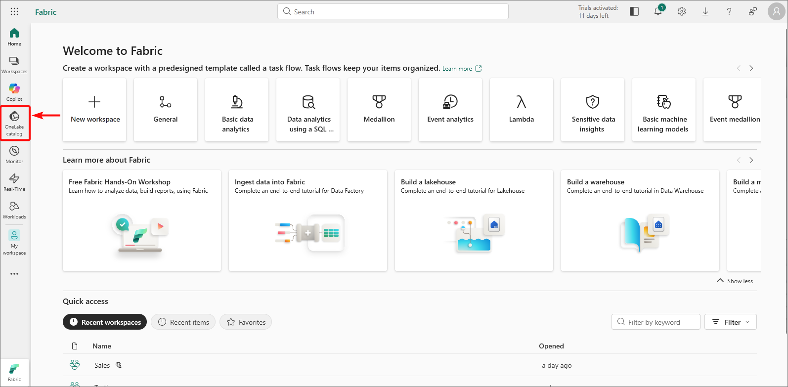 Microsoft Fabric window