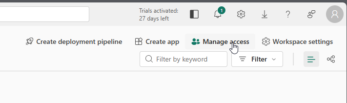 Microsoft Fabric workspace Manage access