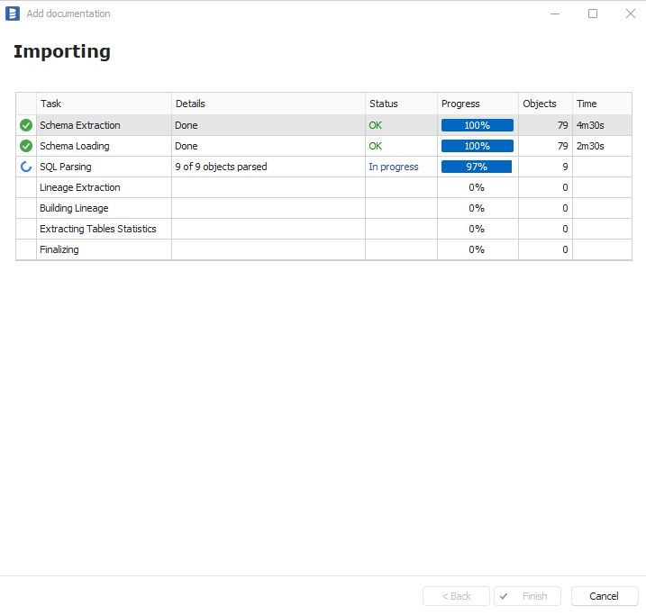 Importing documentation