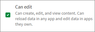 The Can edit role in the permissions of a Qlik Sense stream