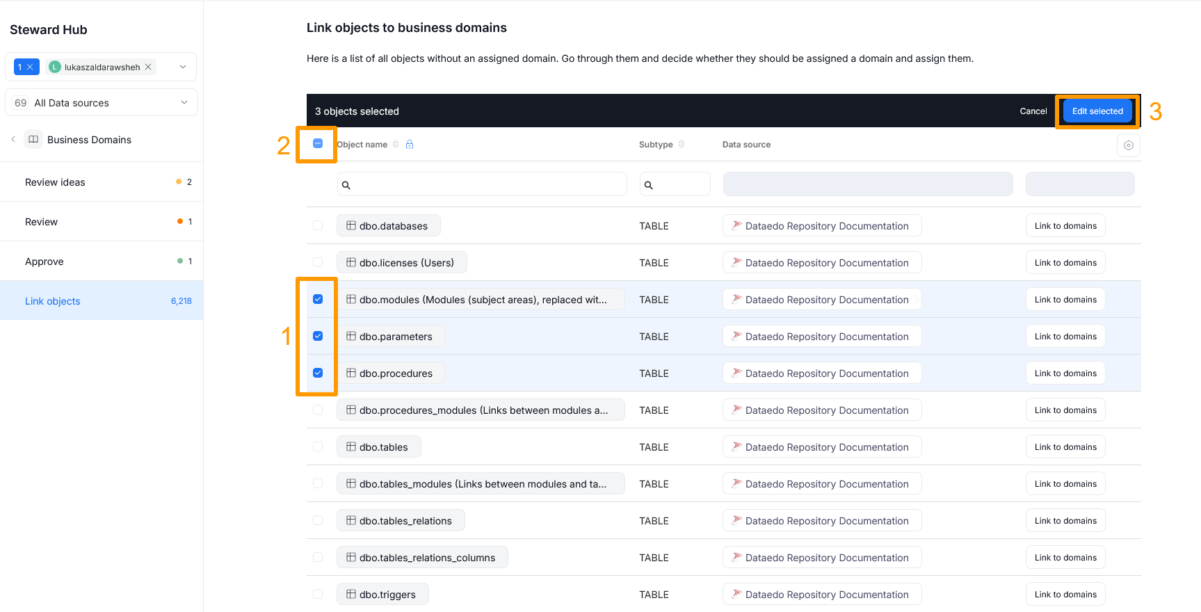 Bulk linking with Edit selected