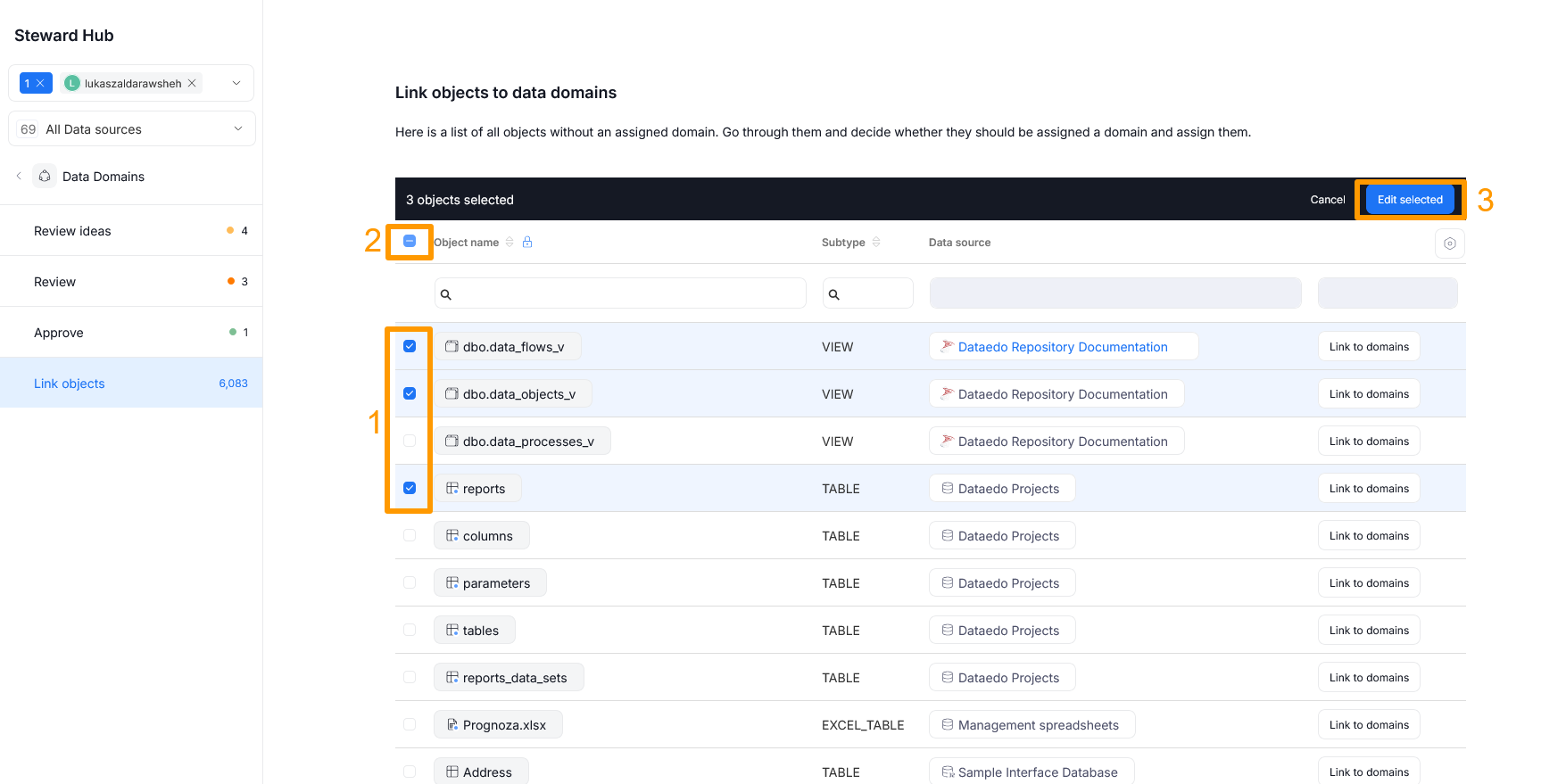 Bulk linking with Edit selected
