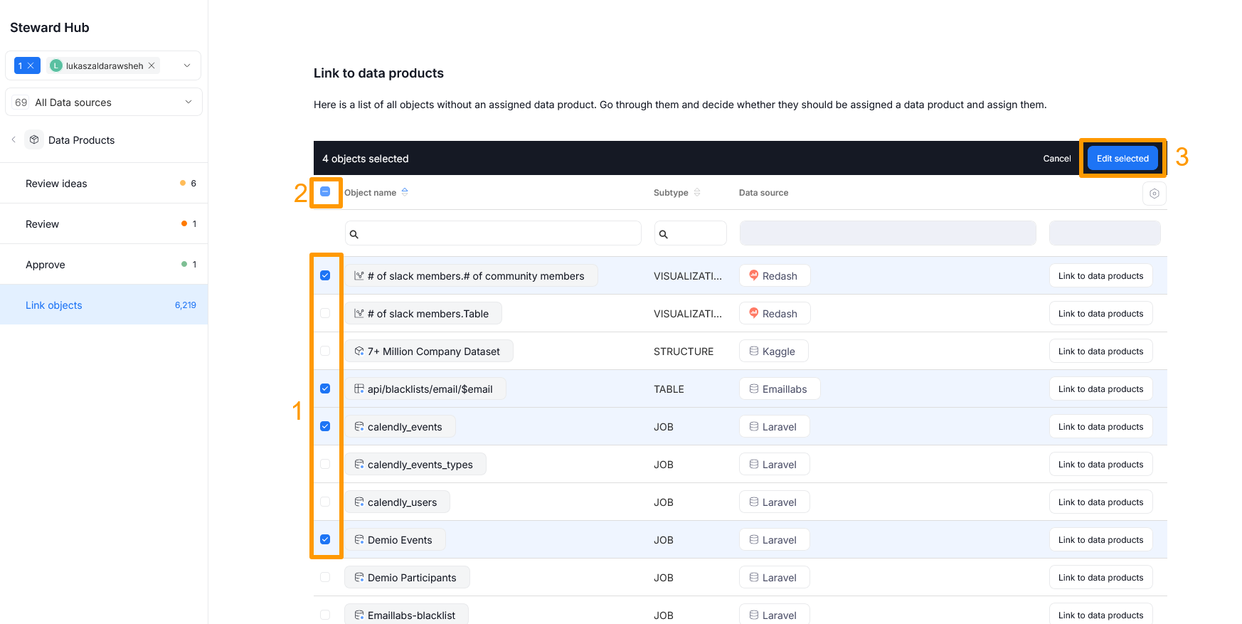 Bulk linking with Edit selected