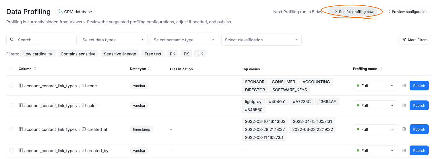 run profiling now