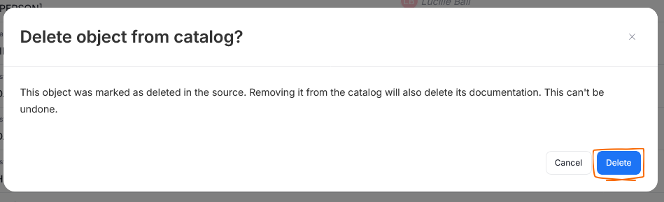 Remove from catalog confirmation
