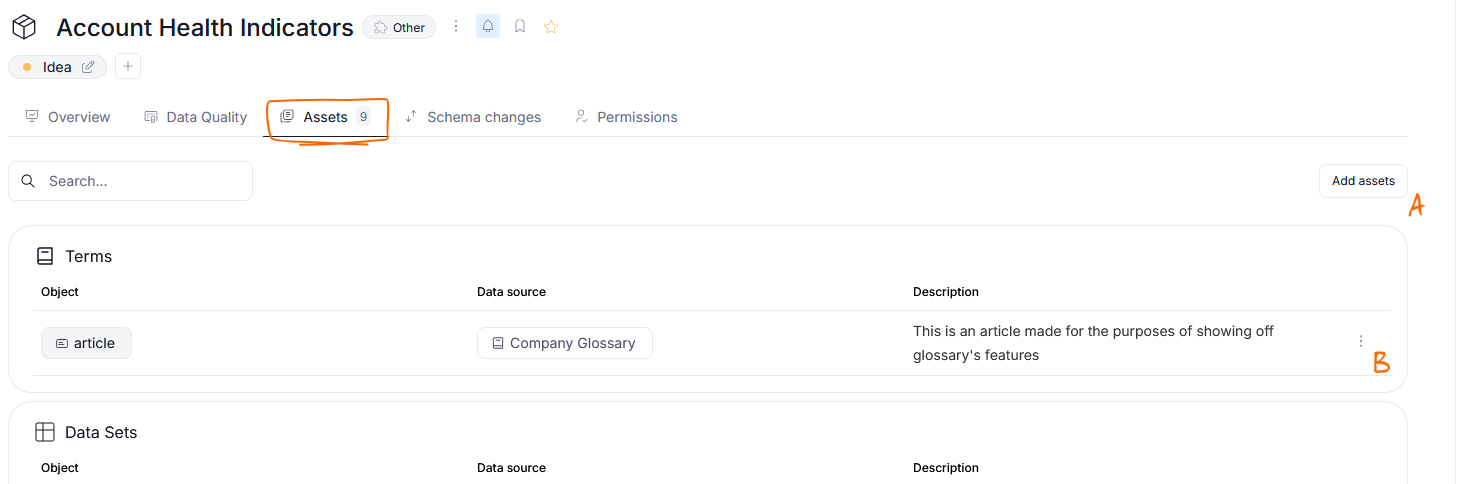 assets tab