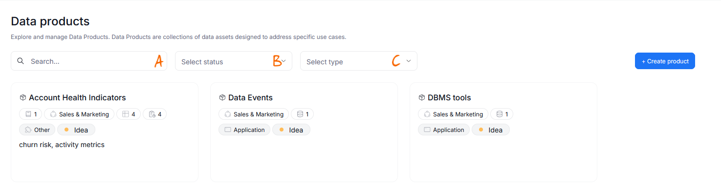 filtering data products
