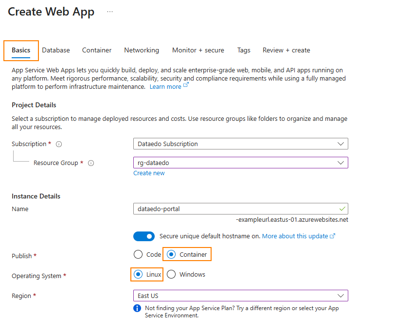 configure web app - basics