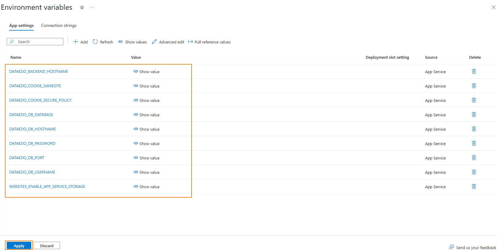 complete environment variables configuration