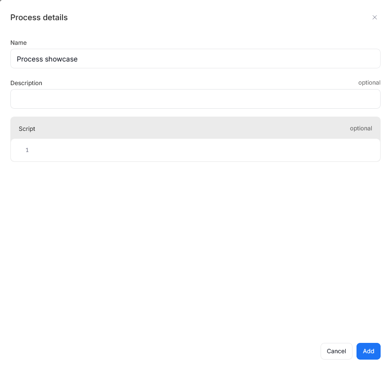 processes popup