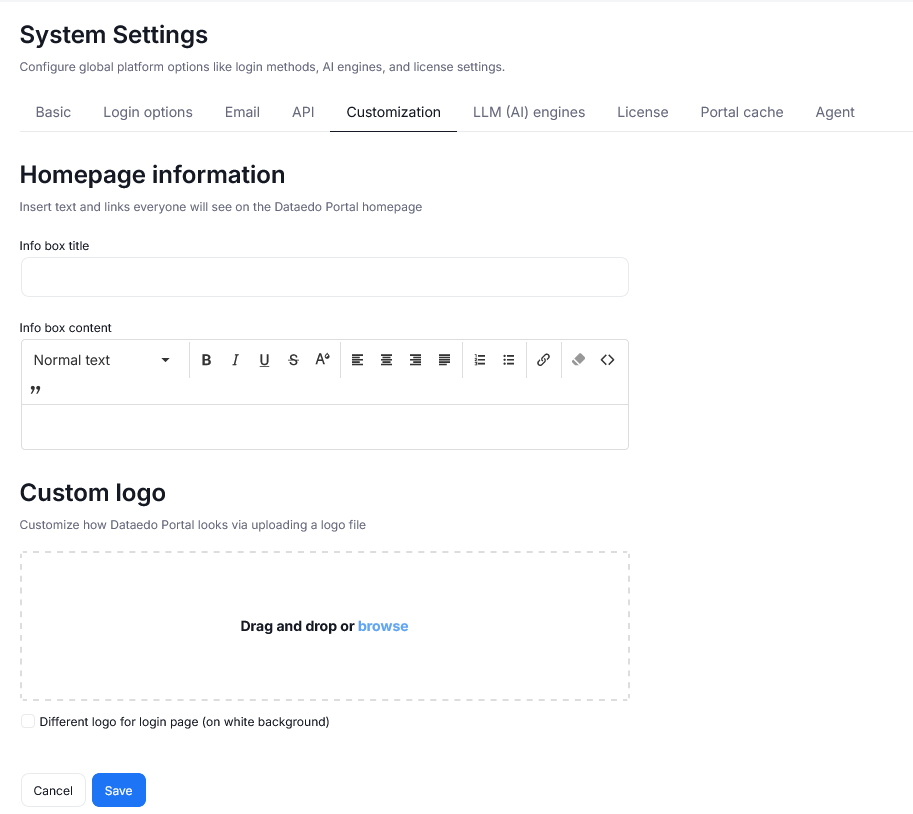 Homepage customization