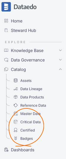 Badge shortcuts in the Portal navigation tree