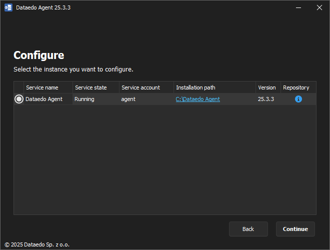 Agent Installer instance choice