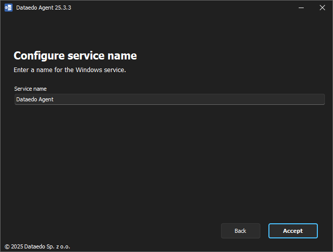 Agent Installer service name