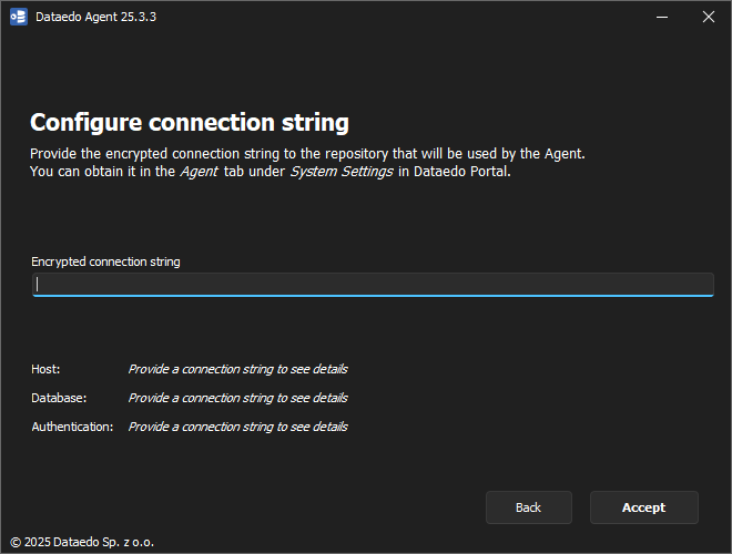 Agent Installer connection string prompt