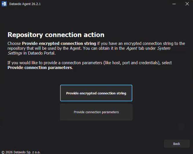 Agent Installer connection string prompt