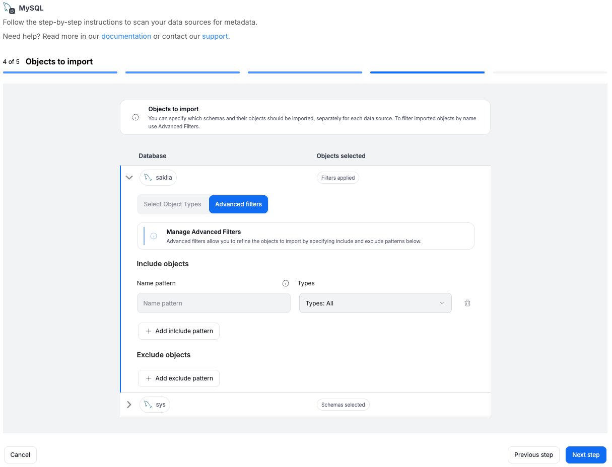 Advanced filters dropdown open