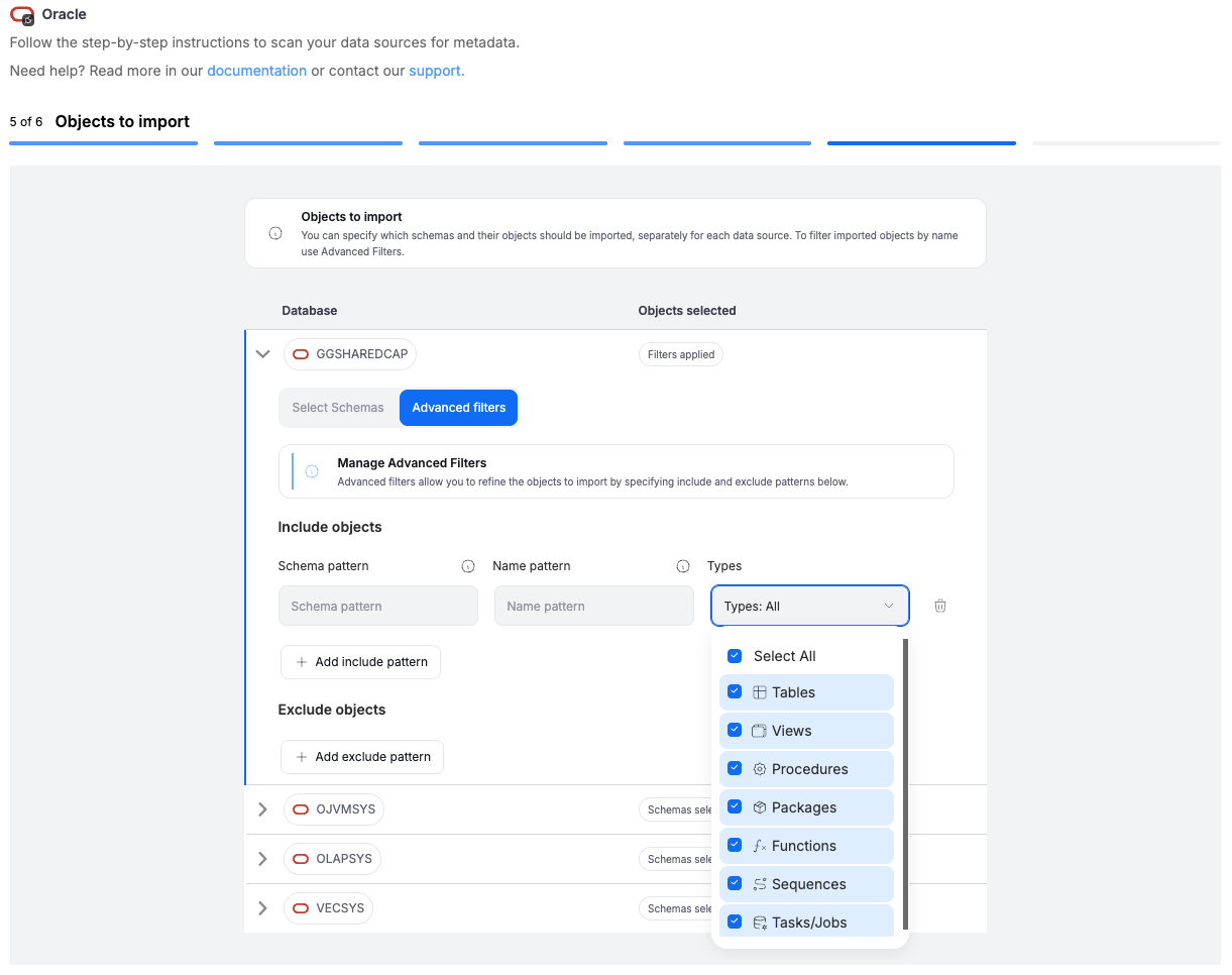 Advanced filters dropdown open