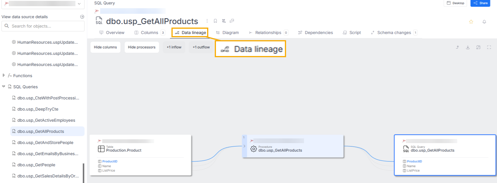 SQL Server Procedure Lineage