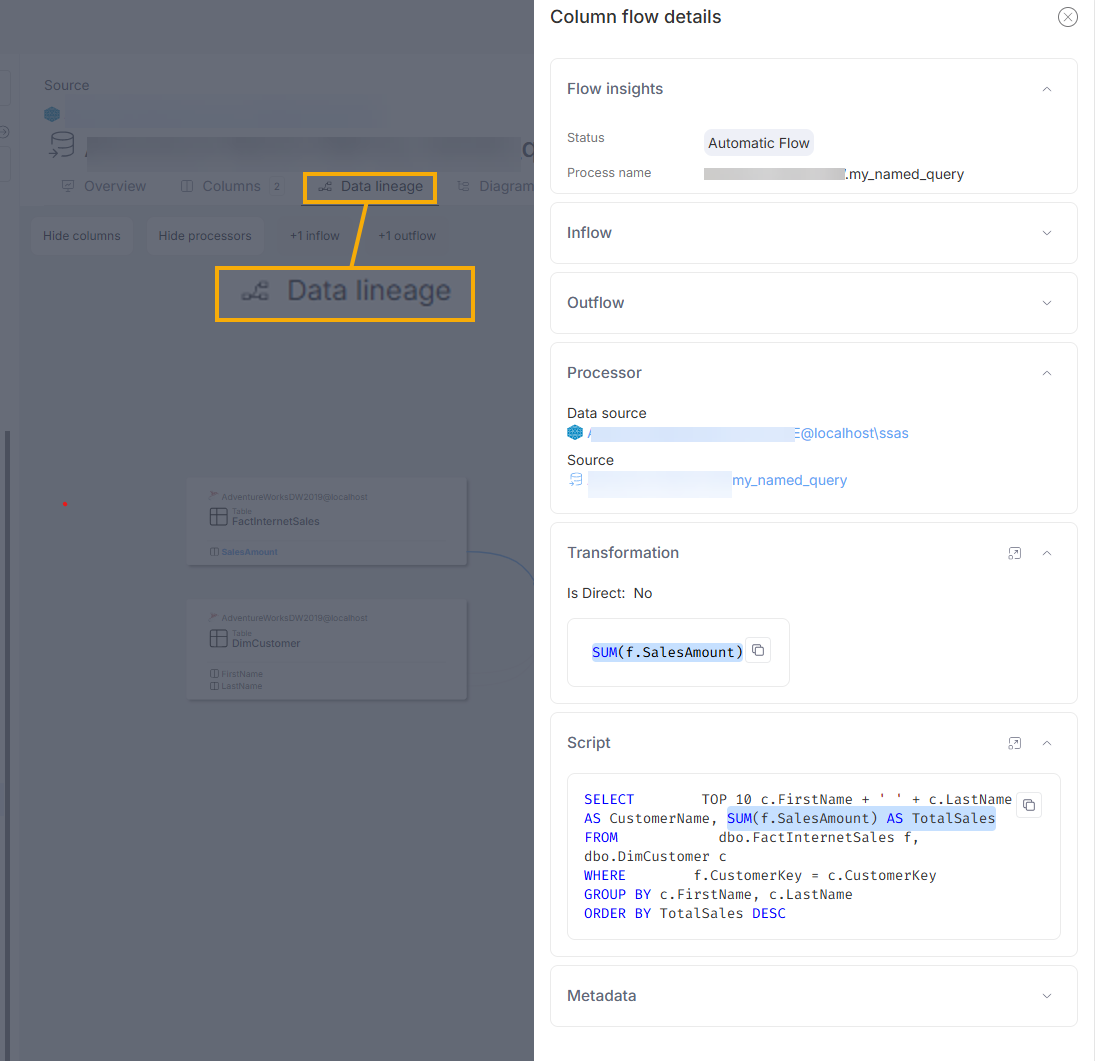 SSAS Multidimensional Named Query Lineage