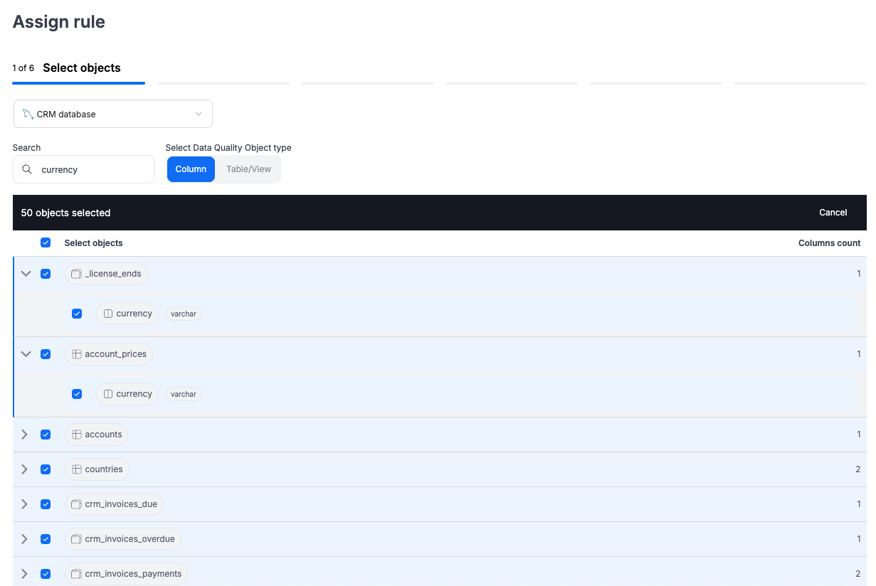 Bulk assign rule