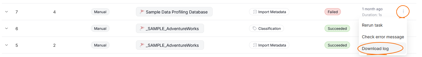 downloading execution log