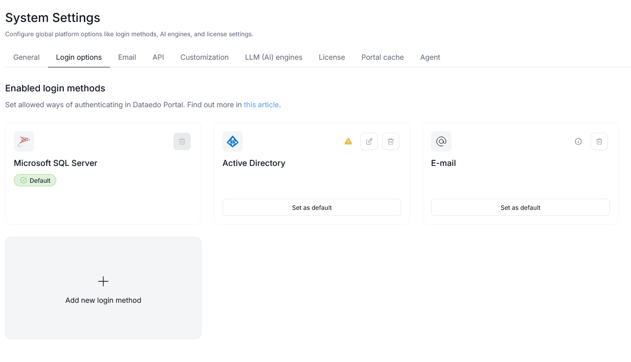 login options