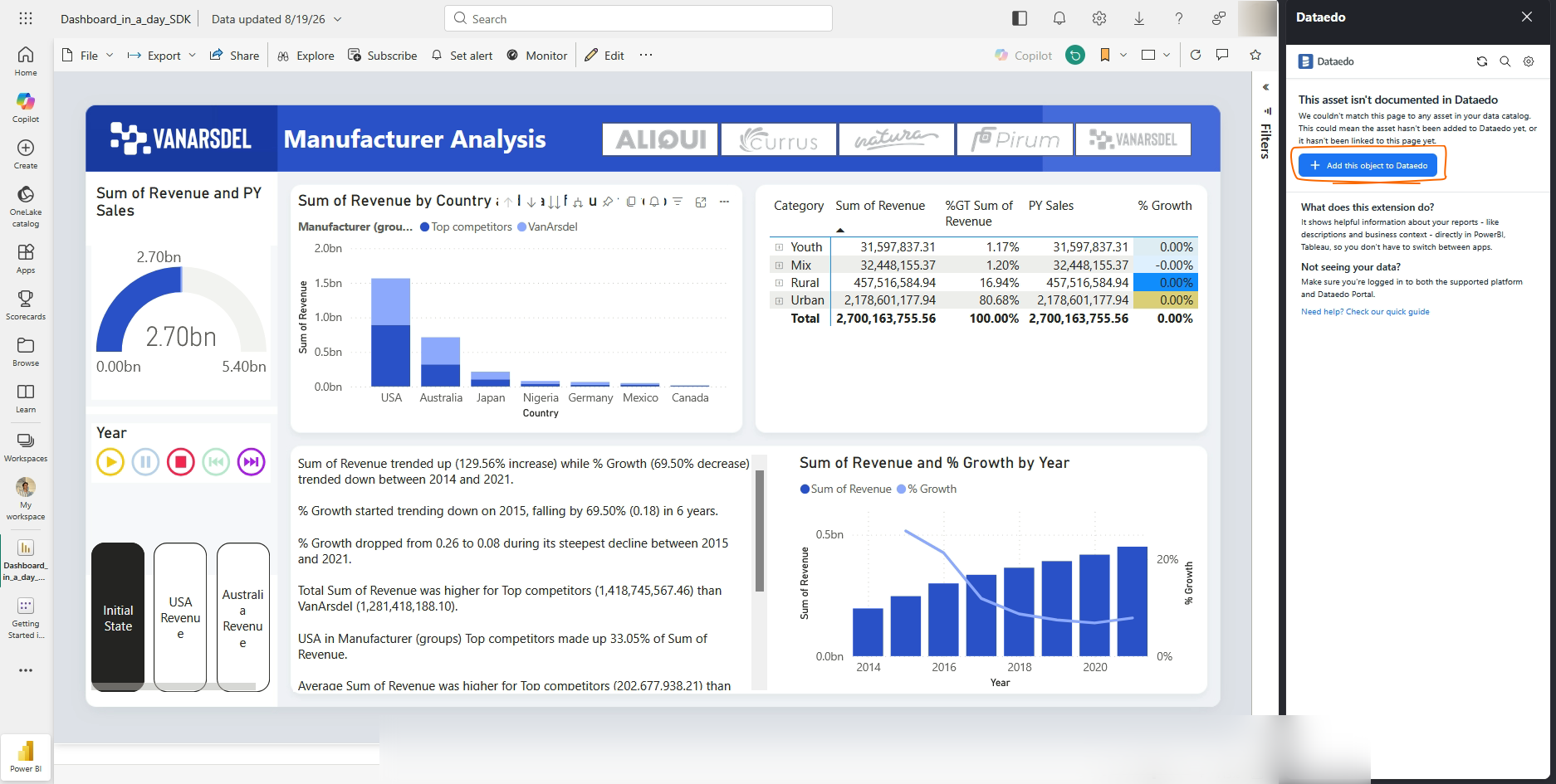 Add this object to Dataedo button in the Browser Extension