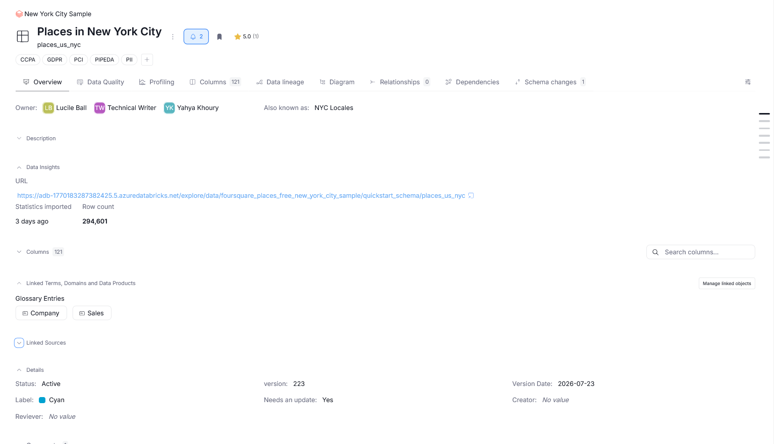 an object's Overview page redesigned into a single column layout
