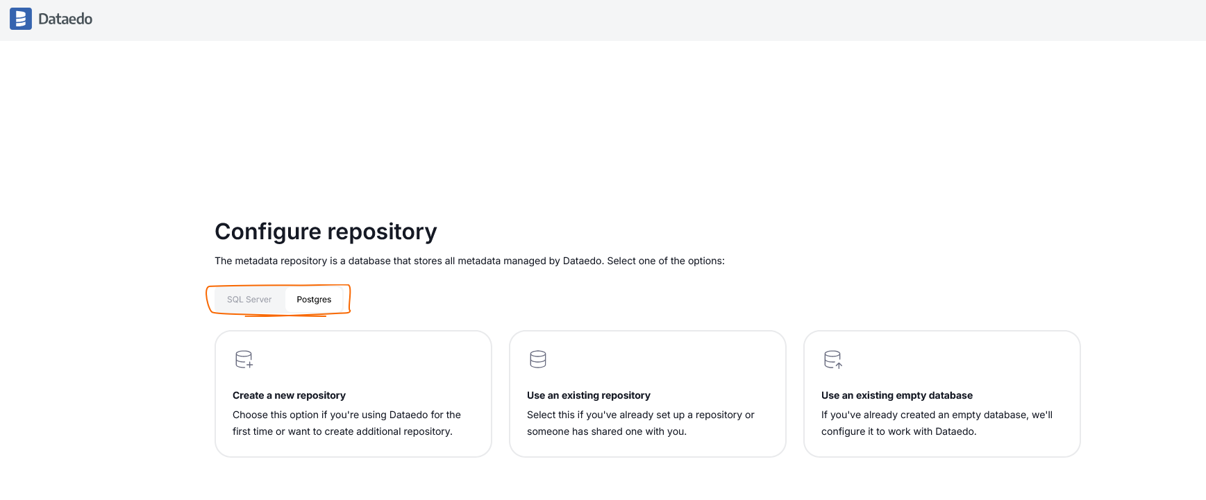 Choosing a repository engine when creating a new repository